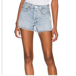 Agolde Faded Blue Denim Shorts